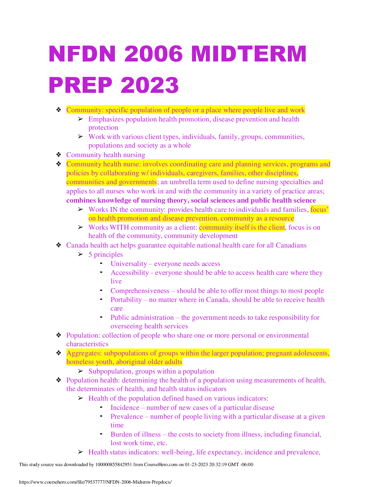 Preview of NFDN 2006 MIDTERM PREP 2023